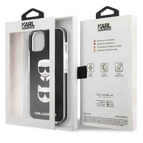 Karl Lagerfeld KLHCP13MTPE2TK iPhone 13 / 14 / 15 6,1" keménytok fekete Karl&Choupette Head