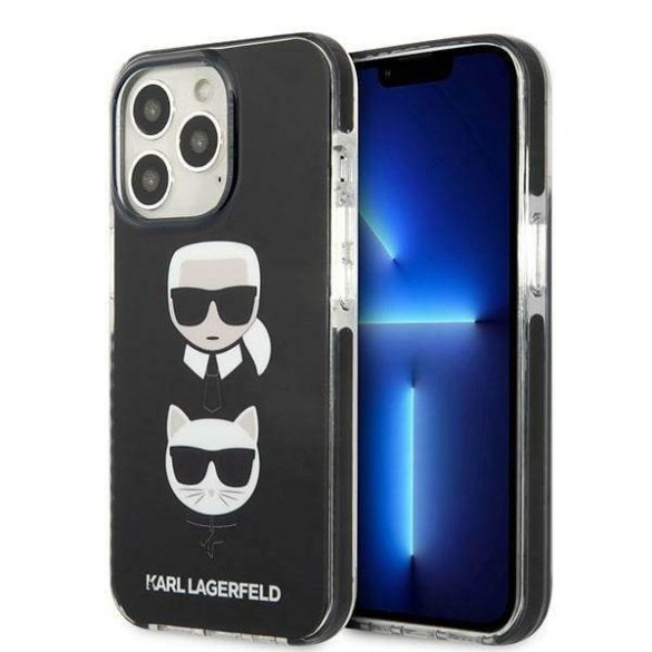 Karl Lagerfeld KLHCP13LTPE2TK iPhone 13 Pro / 13 6,1" keménytok fekete Karl&Choupette fej