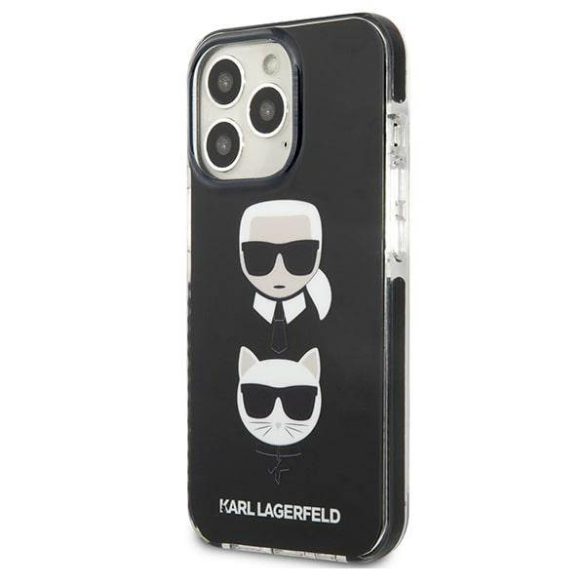 Karl Lagerfeld KLHCP13LTPE2TK iPhone 13 Pro / 13 6,1" keménytok fekete Karl&Choupette fej