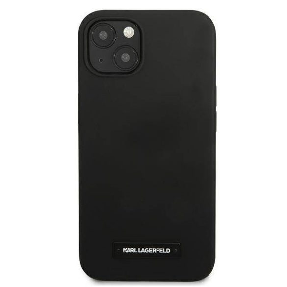 Karl Lagerfeld KLHCP13MSLMP1K iPhone 13 / 14 / 15 6,1" keménytok fekete szilikon plakett