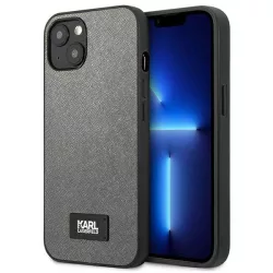   Karl Lagerfeld KLHCP13MSFMP2DG iPhone 13 6,1" keménytok ezüst szafiano plakett