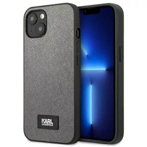 Karl Lagerfeld KLHCP13MSFMP2DG iPhone 13 6,1" keménytok ezüst szafiano plakett