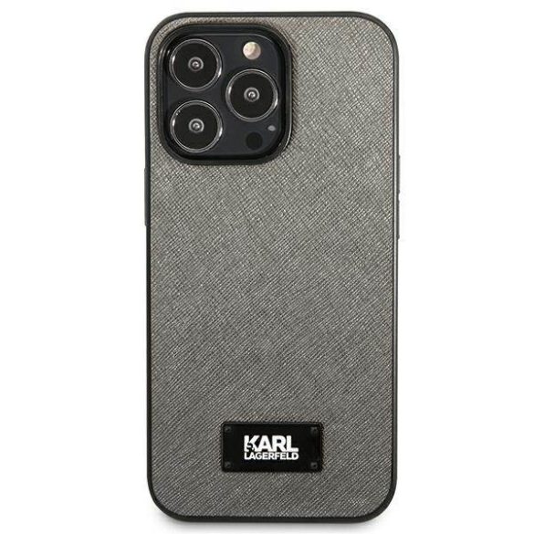 Karl Lagerfeld KLHCP13XSFMP2DG iPhone 13 Pro Max 6,7" keménytok ezüst Saffiano Plaque