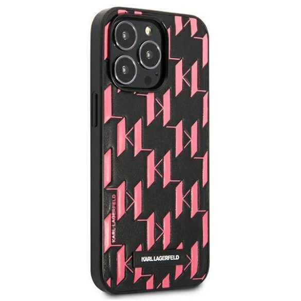 Karl Lagerfeld KLHCP13LMNMP1P iPhone 13 Pro / 13 6,1" keménytok rózsaszín monogramos Plaque tok