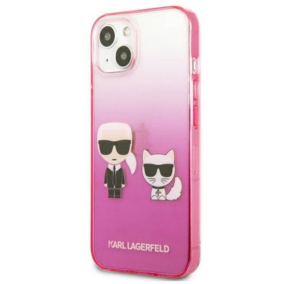 Karl Lagerfeld KLHCP13STGKCP iPhone 13 mini 5,4" keménytok rózsaszín színátmenetes ikonikus Karl & Choupette tok