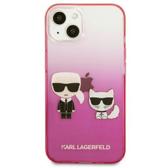 Karl Lagerfeld KLHCP13STGKCP iPhone 13 mini 5,4" keménytok rózsaszín színátmenetes ikonikus Karl & Choupette tok