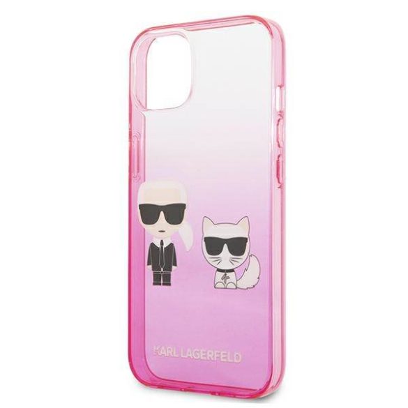 Karl Lagerfeld KLHCP13STGKCP iPhone 13 mini 5,4" keménytok rózsaszín színátmenetes ikonikus Karl & Choupette tok