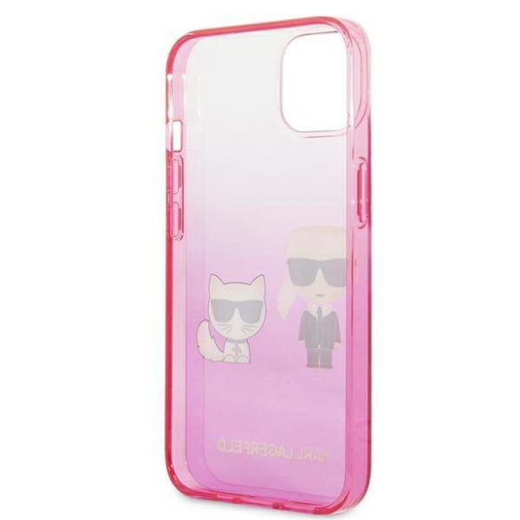 Karl Lagerfeld KLHCP13STGKCP iPhone 13 mini 5,4" keménytok rózsaszín színátmenetes ikonikus Karl & Choupette tok