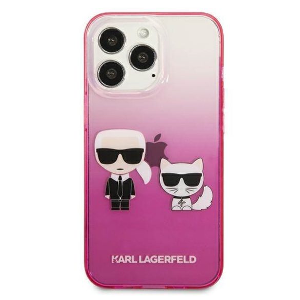 Karl Lagerfeld KLHCP13LTGKCP iPhone 13 Pro / 13 6,1" keménytok rózsaszín színátmenetes ikonikus Karl & Choupette tok