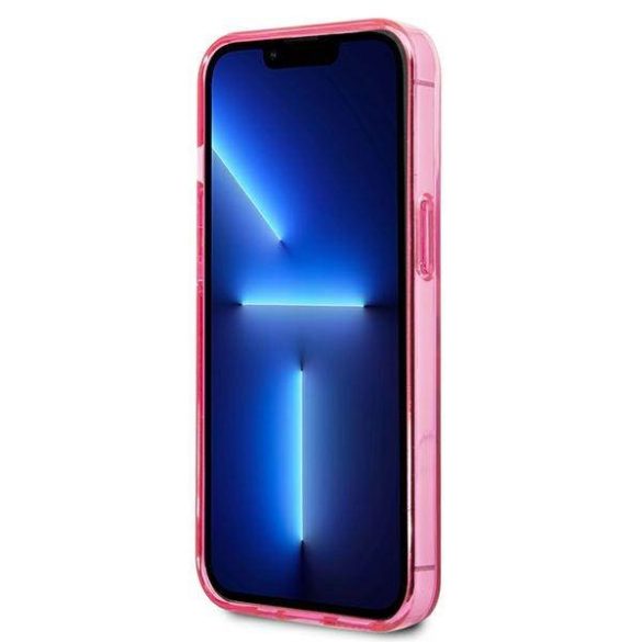 Karl Lagerfeld KLHCP13XTGKCP iPhone 13 Pro Max 6,7" keménytok rózsaszín színátmenetes ikonikus Karl & Choupette tok