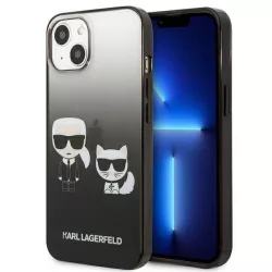   Karl Lagerfeld KLHCP13STGKCK iPhone 13 mini 5,4" keménytok fekete színátmenetes ikonikus Karl & Choupette tok