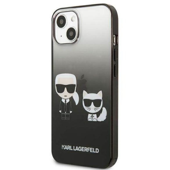 Karl Lagerfeld KLHCP13STGKCK iPhone 13 mini 5,4" keménytok fekete színátmenetes ikonikus Karl & Choupette tok