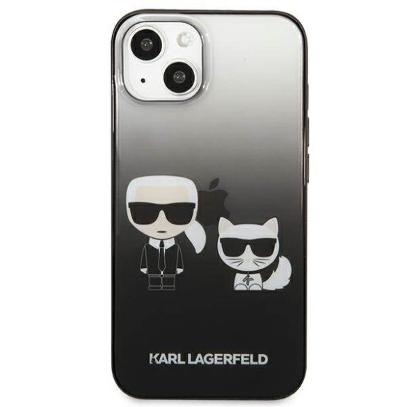 Karl Lagerfeld KLHCP13STGKCK iPhone 13 mini 5,4" keménytok fekete színátmenetes ikonikus Karl & Choupette tok