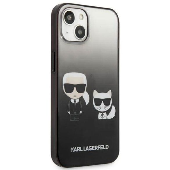 Karl Lagerfeld KLHCP13STGKCK iPhone 13 mini 5,4" keménytok fekete színátmenetes ikonikus Karl & Choupette tok