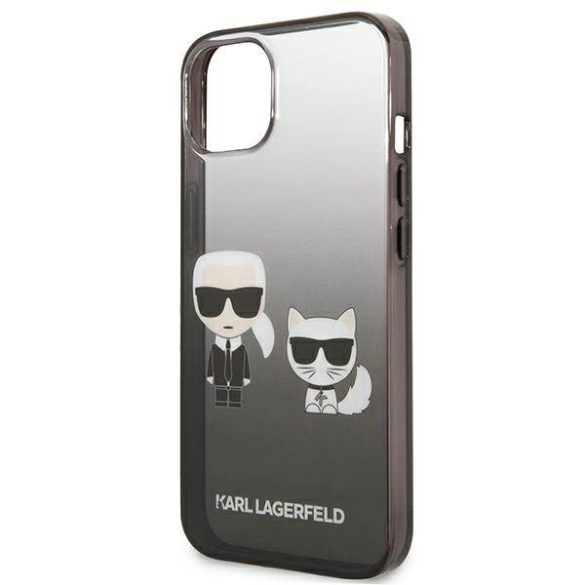 Karl Lagerfeld KLHCP13STGKCK iPhone 13 mini 5,4" keménytok fekete színátmenetes ikonikus Karl & Choupette tok