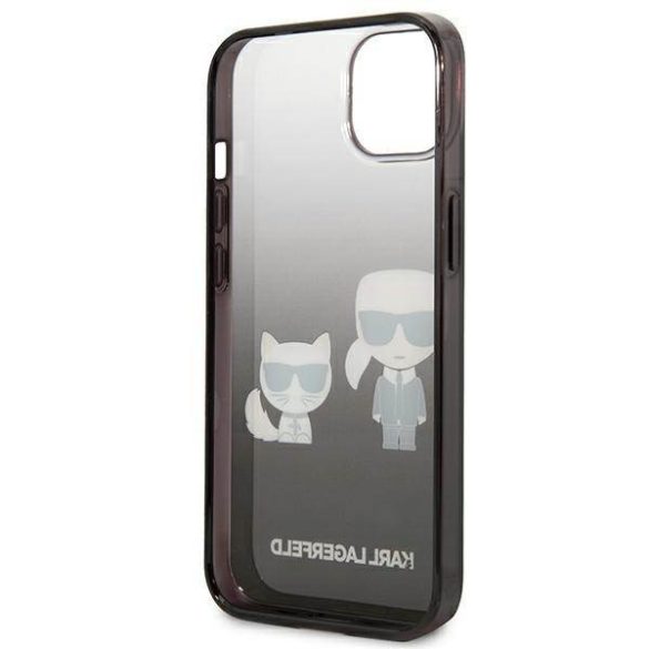 Karl Lagerfeld KLHCP13STGKCK iPhone 13 mini 5,4" keménytok fekete színátmenetes ikonikus Karl & Choupette tok