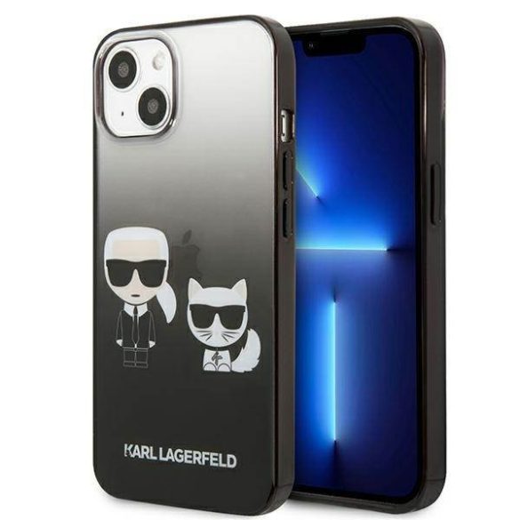 Karl Lagerfeld KLHCP13MTGKCK iPhone 13 / 14 / 15 6,1" keménytok fekete Gradient ikonikus Karl & Choupette