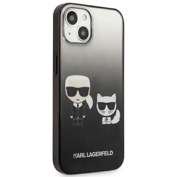 Karl Lagerfeld KLHCP13MTGKCK iPhone 13 / 14 / 15 6,1" keménytok fekete Gradient ikonikus Karl & Choupette
