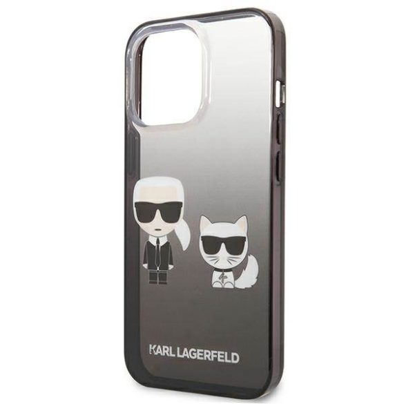 Karl Lagerfeld KLHCP13LTGKCK iPhone 13 Pro / 13 6,1" keménytok fekete színátmenetes ikonikus Karl & Choupette tok
