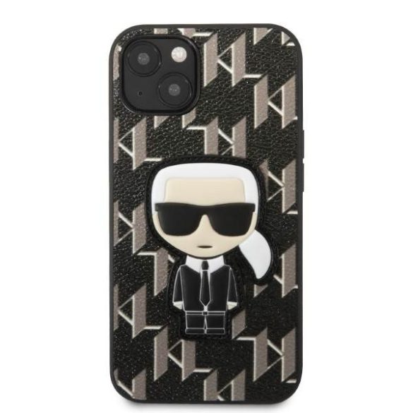 Karl Lagerfeld KLHCP13MPMNIKBK iPhone 13 / 14 / 15 6,1" keménytok fekete monogram ikonikus Patch