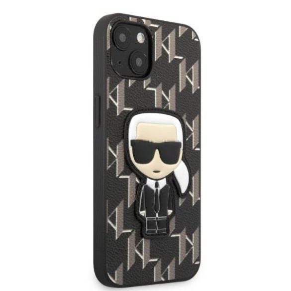 Karl Lagerfeld KLHCP13MPMNIKBK iPhone 13 / 14 / 15 6,1" keménytok fekete monogram ikonikus Patch