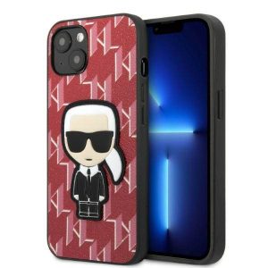 Karl Lagerfeld KLHCP13SPMNIKPI iPhone 13 mini 5,4" keménytok piros Monogram ikonikus Patch