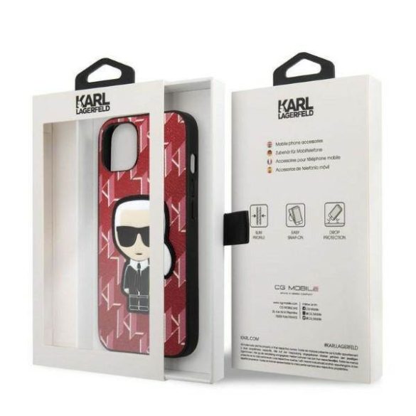 Karl Lagerfeld KLHCP13SPMNIKPI iPhone 13 mini 5,4" keménytok piros Monogram ikonikus Patch