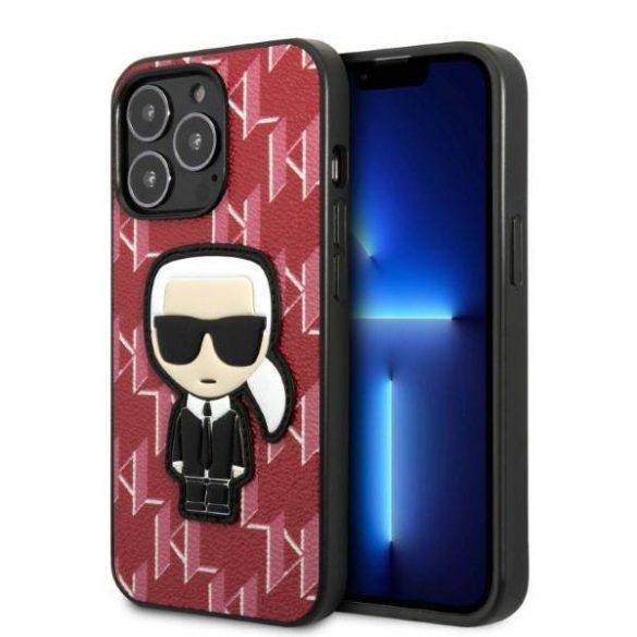 Karl Lagerfeld KLHCP13LPMNIKPI iPhone 13 Pro / 13 6,1" keménytok piros Monogram ikonikus Patch tok