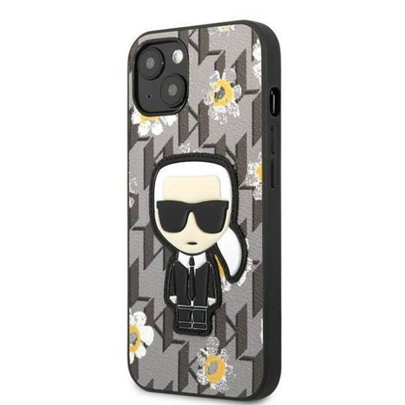 Karl Lagerfeld KLHCP13SPMNFIK1 iPhone 13 mini 5,4" szürke virág ikonikus Karl Lagerfeld tok