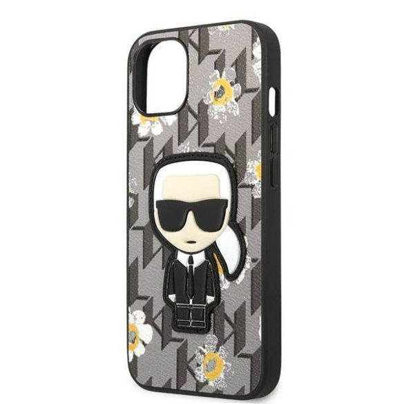 Karl Lagerfeld KLHCP13SPMNFIK1 iPhone 13 mini 5,4" szürke virág ikonikus Karl Lagerfeld tok