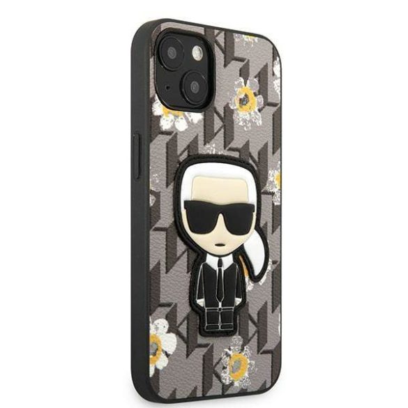 Karl Lagerfeld KLHCP13MPMNFIK1 iPhone 13 / 14 / 15 6,1" szürke Virág ikonikus Karl tok