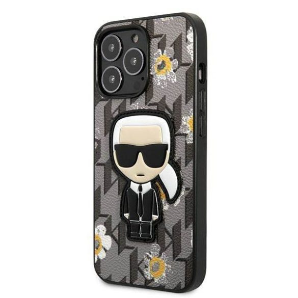 Karl Lagerfeld KLHCP13LPMNFIK1 iPhone 13 Pro / 13 6,1" szürke Virágos ikonikus Karl Lagerfeld tok