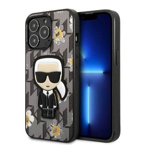 Karl Lagerfeld KLHCP13XPMNFIK1 iPhone 13 Pro Max 6,7" szürke Virág ikonikus Karl Lagerfeld tok