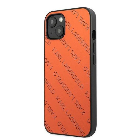 Karl Lagerfeld KLHCP13MPTLO iPhone 13 / 14 / 15 6,1" keménytok narancs perforált allover