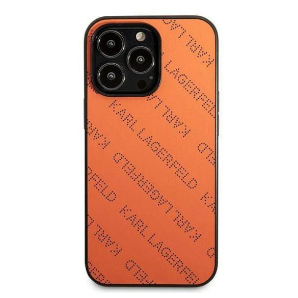 Karl Lagerfeld KLHCP13LPTLO iPhone 13 Pro / 13 6,1" keménytok narancssárga perforált allover tok