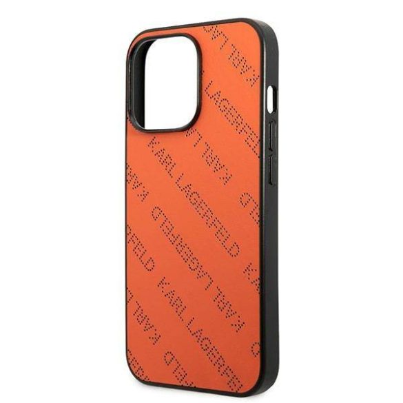Karl Lagerfeld KLHCP13LPTLO iPhone 13 Pro / 13 6,1" keménytok narancssárga perforált allover tok