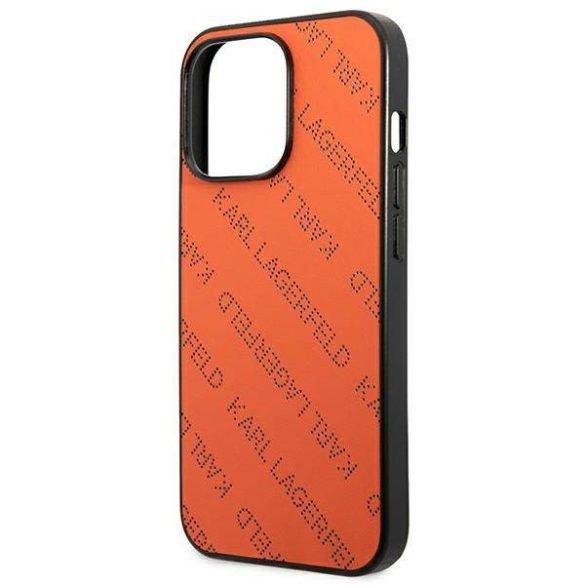 Karl Lagerfeld KLHCP13XPTLO iPhone 13 Pro Max 6,7" keménytok narancssárga perforált Allover tok