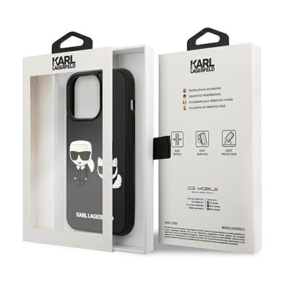 Karl Lagerfeld KLHCP13L3DRKCK iPhone 13 Pro / 13 6,1" fekete keménytok Karl&Choupette ikonikus 3D