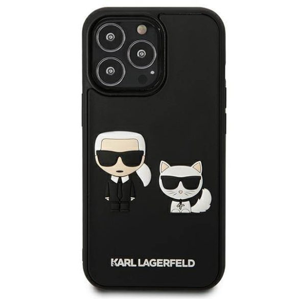 Karl Lagerfeld KLHCP13X3DRKCK iPhone 13 Pro Max 6,7" fekete keménytok Karl&Choupette ikonikus 3D tok