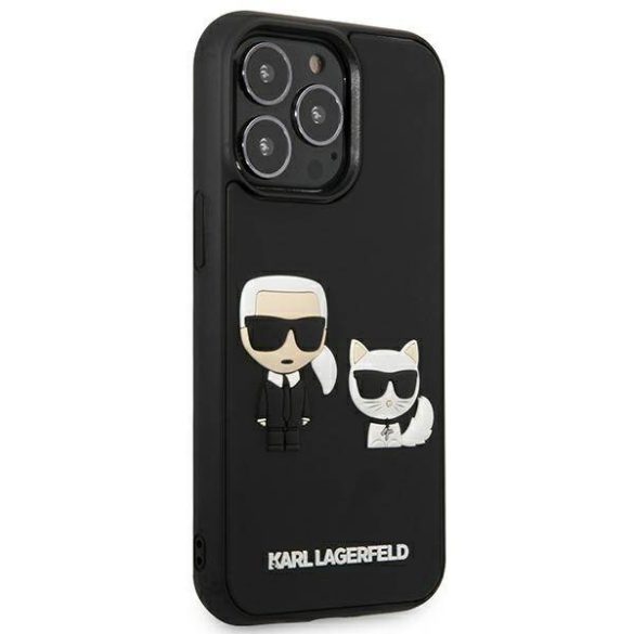 Karl Lagerfeld KLHCP13X3DRKCK iPhone 13 Pro Max 6,7" fekete keménytok Karl&Choupette ikonikus 3D tok