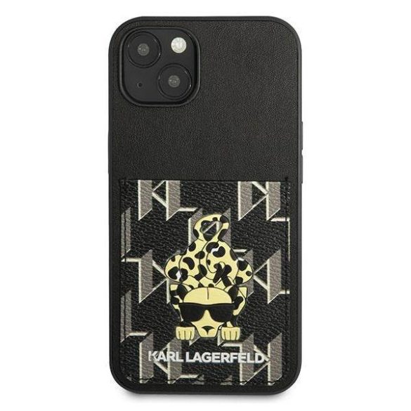 Karl Lagerfeld KLHCP13MCANCNK iPhone 13 / 14 / 15 6,1" keménytok fekete Karlimals kártyatartóval