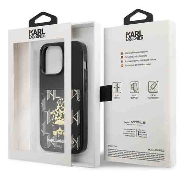 Karl Lagerfeld KLHCP13LCANCNK iPhone 13 Pro / 13 6,1" keménytok fekete Karlimals Cardslot