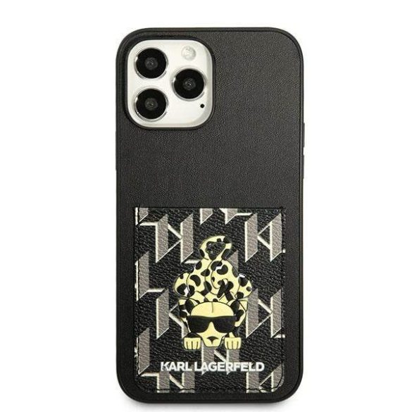 Karl Lagerfeld KLHCP13XCANCNK iPhone 13 Pro Max 6,7" keménytok fekete Karlimals Cardslot tok