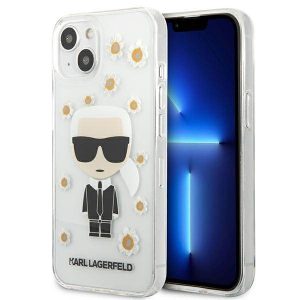 Karl Lagerfeld KLHCP13SHFLT iPhone 13 mini 5,4" átlátszó virágos ikonikus Karl Lagerfeld tok