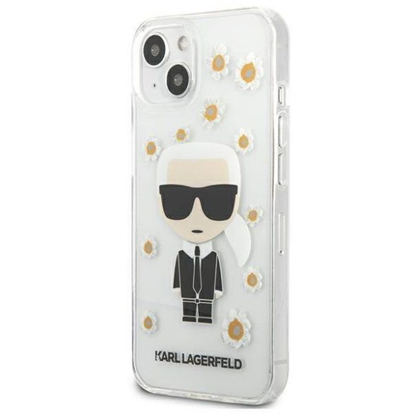 Karl Lagerfeld KLHCP13SHFLT iPhone 13 mini 5,4" átlátszó virágos ikonikus Karl Lagerfeld tok