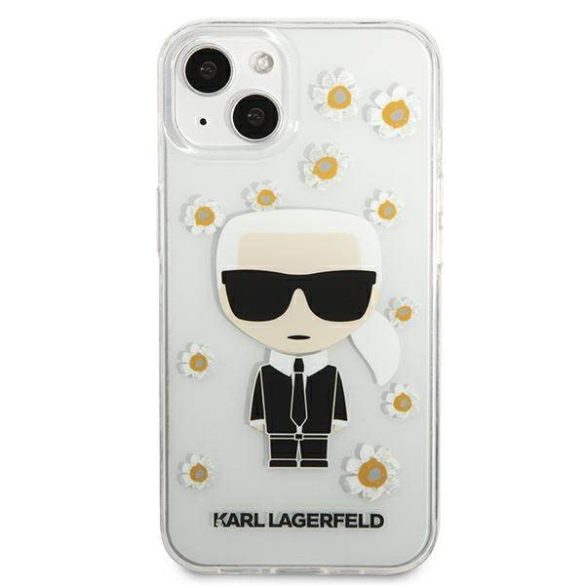 Karl Lagerfeld KLHCP13SHFLT iPhone 13 mini 5,4" átlátszó virágos ikonikus Karl Lagerfeld tok