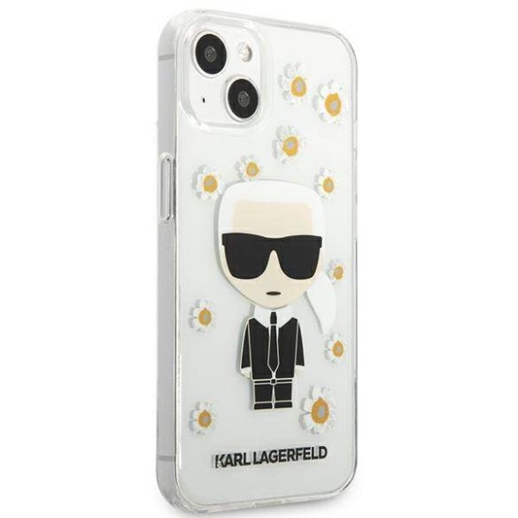 Karl Lagerfeld KLHCP13SHFLT iPhone 13 mini 5,4" átlátszó virágos ikonikus Karl Lagerfeld tok