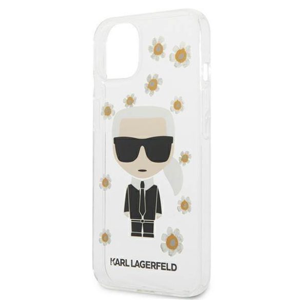 Karl Lagerfeld KLHCP13SHFLT iPhone 13 mini 5,4" átlátszó virágos ikonikus Karl Lagerfeld tok