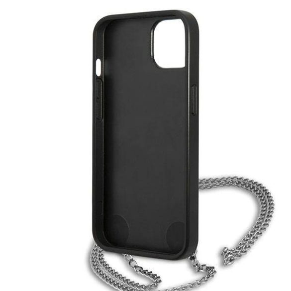 Karl Lagerfeld KLHCP13SPMK iPhone 13 mini 5,4" fekete bőr texturált keménytok lánccal