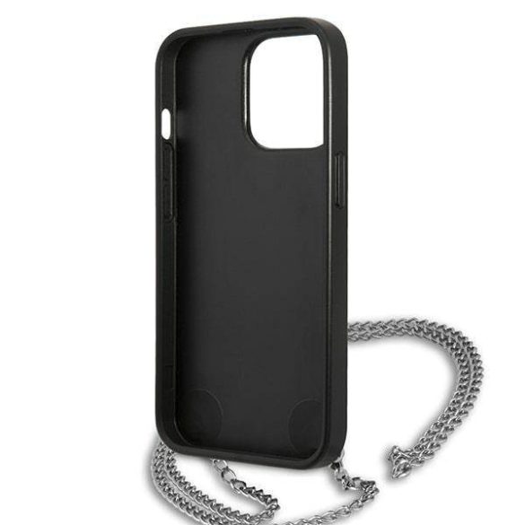 Karl Lagerfeld KLHCP13LPMK iPhone 13 Pro / 13 6,1" fekete bőr texturált keménytok lánccal